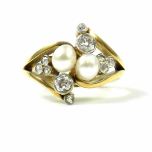 Antiker Ring mit Perlen & 0.66 ct Diamanten, Wien um 1930