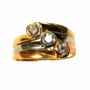 Eleganter Diamant Ring mit 0,54 ct Brillanten in dreifarbigem Gold