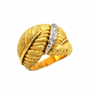 Diamant Ring als Bandring mit 0,1 ct Brillanten in 18K Gold