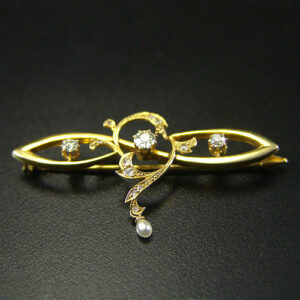 Jugendstil Diamant Brosche 18K Gold Paris kaufen Stephanie Bohm Antikschmuck