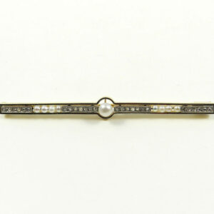 Art Deco Perl Diamant Brosche / Nadel, um 1920