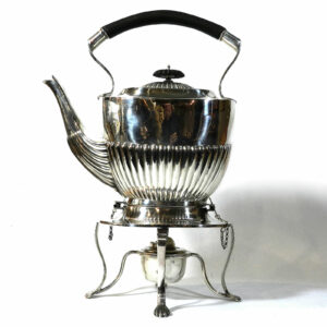 Englischer Silber Teekessel Teekanne auf Stövchen, William Aitken, Birmingham 1902