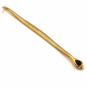 Art Deco Armband Schlangen Armband 18K 750 Gold serpent snake Saphir Diamant Antikschmuck kaufen Stephanie Bohm Antiker Schmuck