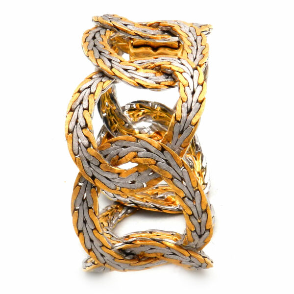 Gold Armband Ringe 750 Gold Bicolor Retro geflochten kaufen Stephanie Bohm Echtschmuck gebraucht