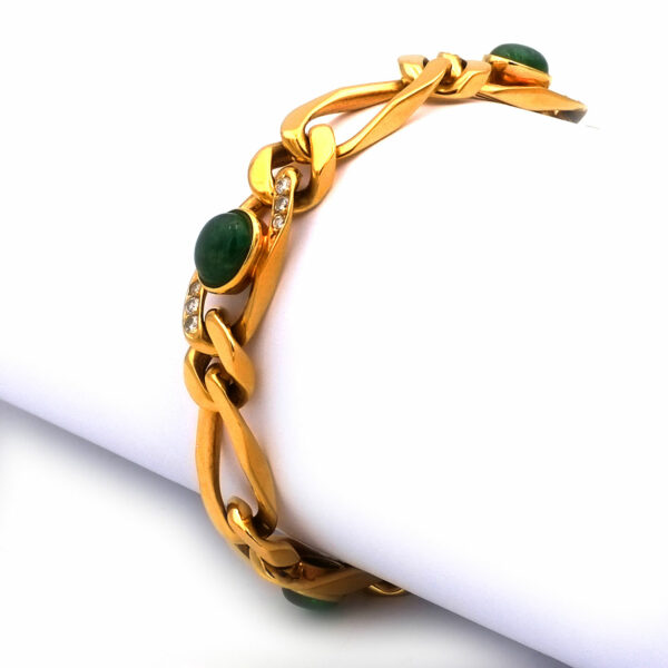 Gold Panzer Armband Louis Fiessler Smaragd Cabochons Diamanten 18K Gelbgold kaufen Stephanie Bohm