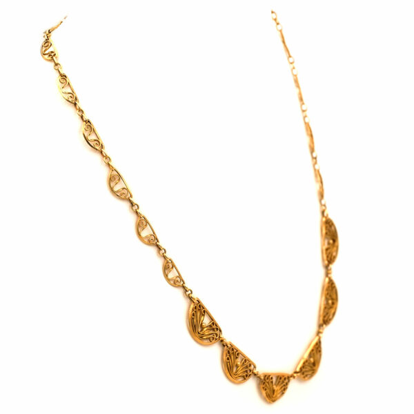 Jugendstil Collier 18k Gold Halskette filigran Frankreich Paris kaufen Stephanie Bohm Antikschmuck