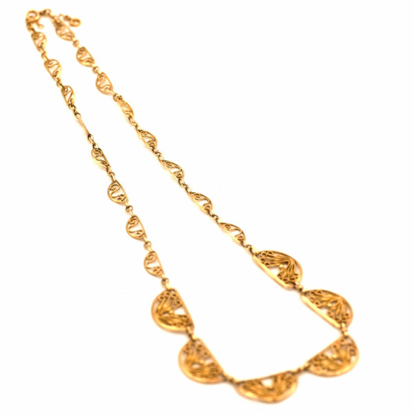 Jugendstil Collier 18k Gold Halskette filigran Frankreich Paris kaufen Stephanie Bohm Antikschmuck