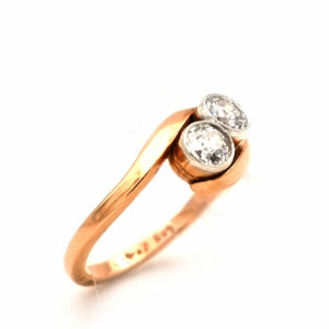 Jugendstil Diamant Ring Toi et Moi Verlobungsring antik Rotgold kaufen Stephanie Bohm Antikschmuck