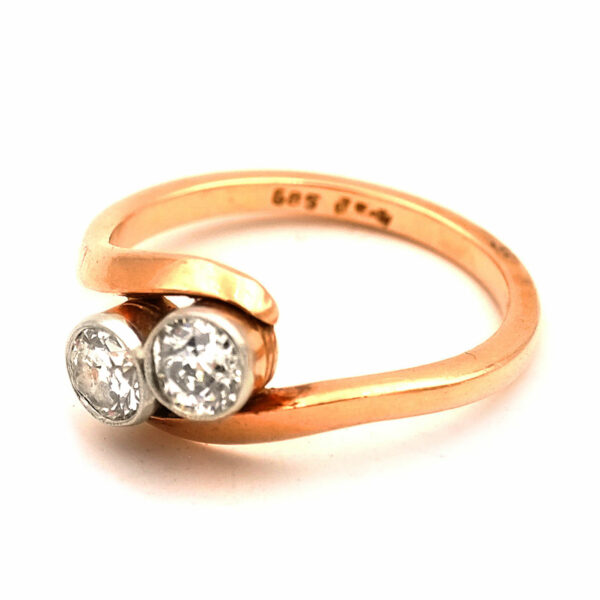 Jugendstil Diamant Ring Toi et Moi Verlobungsring antik Rotgold kaufen Stephanie Bohm Antikschmuck