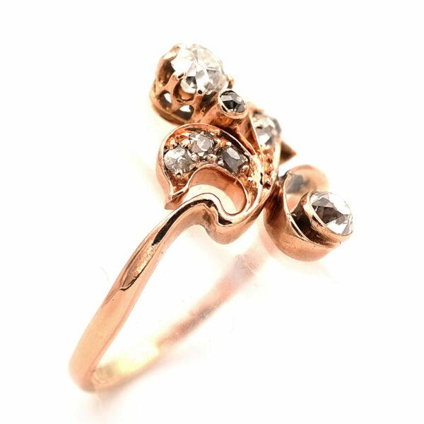 Jugendstil Diamant Ring Verlobungsring Rotgold kaufen Stephanie Bohm Antiker Schmuck