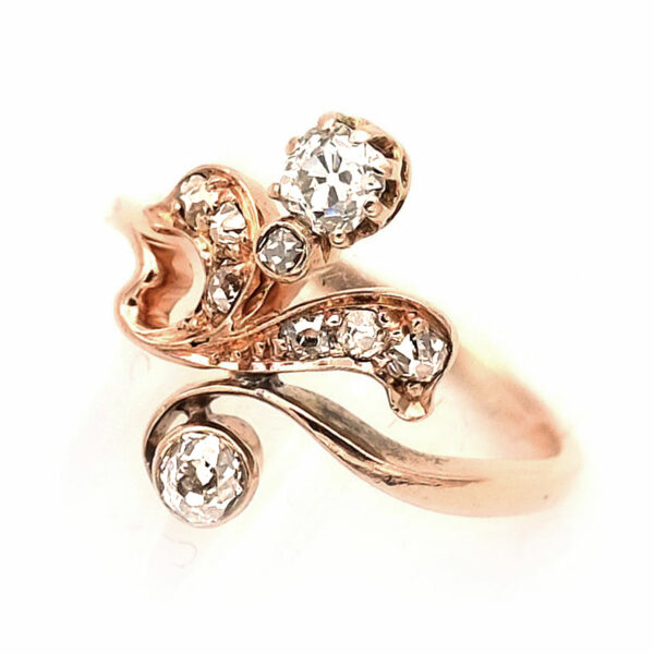 Jugendstil Diamant Ring Verlobungsring Rotgold kaufen Stephanie Bohm Antiker Schmuck
