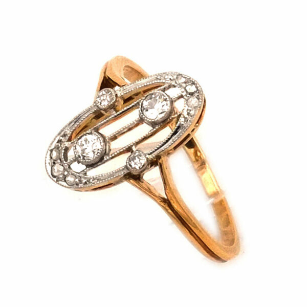 Jugendstil Art Deco Diamant Ring Gold Platin Girlandenstil Harfe kaufen Stephanie Bohm Antiker Schmuck
