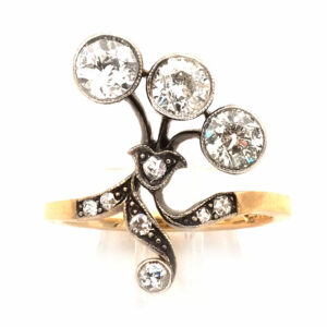 Jugendstil Diamant Ring Floral 14K Gold Wien kaufen Stephanie Bohm Antiker Schmuck