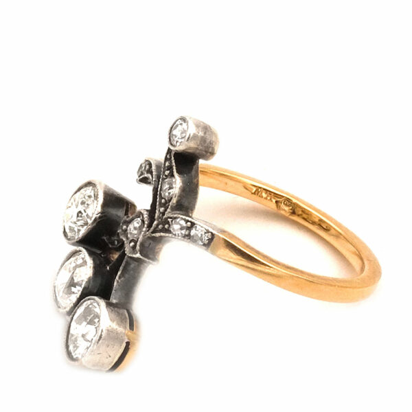 Jugendstil Diamant Ring Floral 14K Gold Wien kaufen Stephanie Bohm Antiker Schmuck