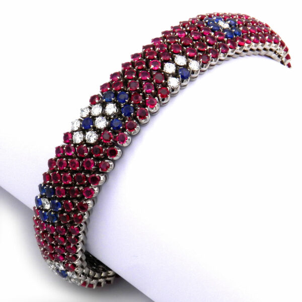 Rubin Armband Diamant Saphir Blueten 18K 750 Weissgold kaufen Luxuschmuck gebraucht