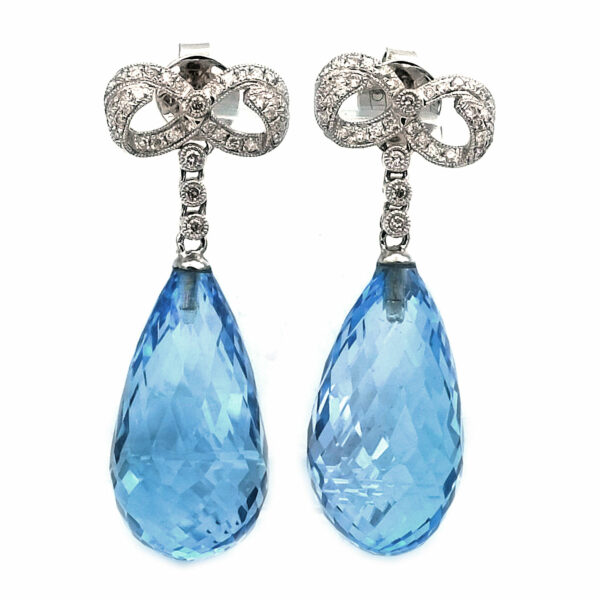 Weissgold Diamant Ohrringe Blautopas tropfen kaufen Stephanie Bohm Echtschmuck