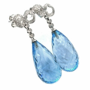 Weissgold Diamant Ohrringe Blautopas tropfen kaufen Stephanie Bohm Echtschmuck