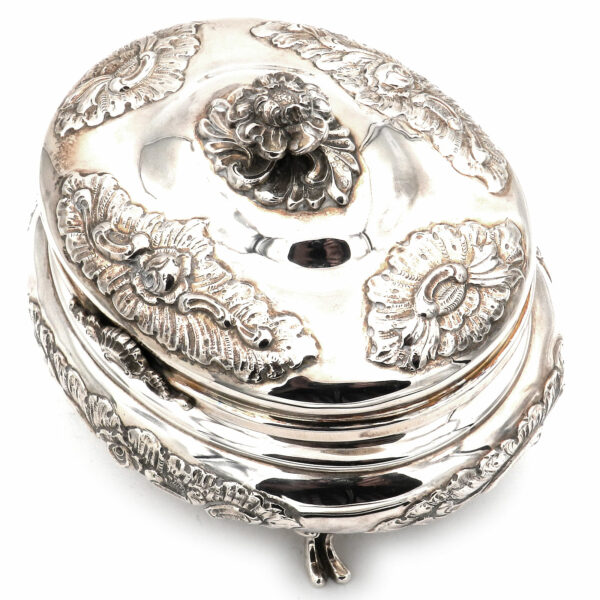 Silber Zuckerdose Rosen dekor Rokokostil Sterlingsilber kaufen Stephanie Bohm Silber Antiquitaeten