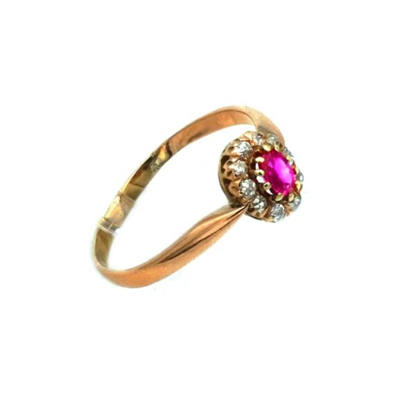 Antiker Rubin Diamant Ring Verlobungsring Rot Gold kaufen Stephanie Bohm Antikschmuck
