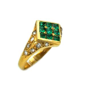Art Deco Gold Ring Smaragd Diamant Raute kaufen Stephanie Bohm Antiker Schmuck