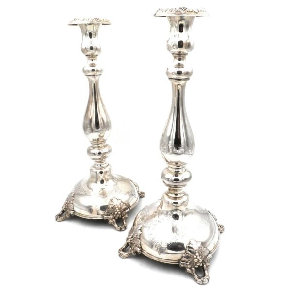 Silber Kerzen Leuchter paar Kerzenstaender Biedermeier Historismus antik kaufen Stephanie Bohm Silber Antiquitaeten