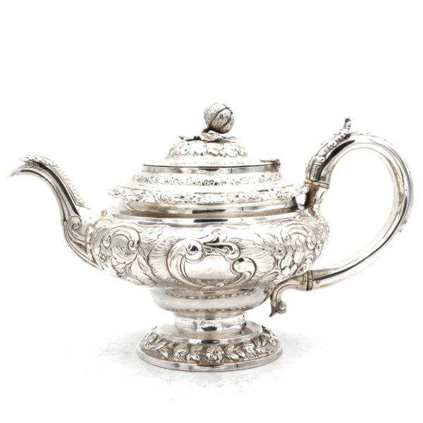 Antike Sterling Silber Tee kanne Rund George IV London Bennett Englisch kaufen Stephanie Bohm Silber Antiquitaeten