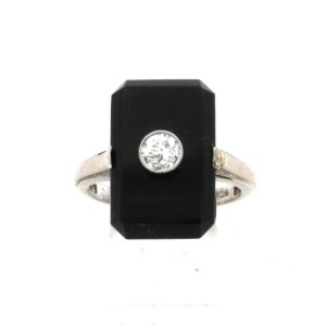 Art Deco Ring Diamant Onyx Weißgold kaufen Stephanie Bohm Antiker Schmuck