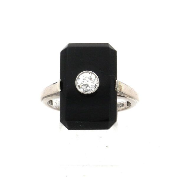 Art Deco Ring Diamant Onyx Weißgold kaufen Stephanie Bohm Antiker Schmuck