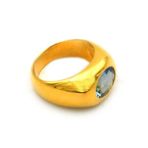 Goldring Aquamarin Ring Bandring 18K 750 Designer Statementring Goldschmuck gebraucht Vintage kaufen Stephanie Bohm