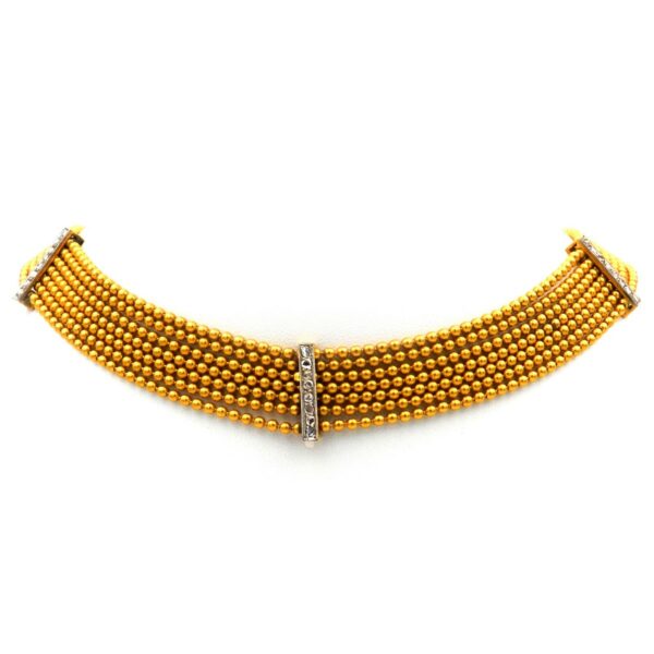 Antikes Collier de Chien Gold Diamanten Choker Kette kurz kaufen Stephanie Bohm Antikschmuck