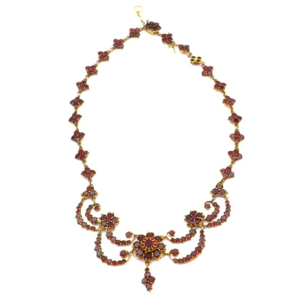 Antikes Granatcollier Jugendstil boehmischer Granat Garnet necklace kaufen Stephanie Bohm Antikschmuck