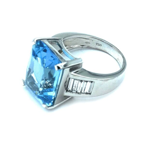 Aquamarin Diamant Ring Baguette Weissgold 18K kaufen Stephanie Bohm Feiner Schmuck