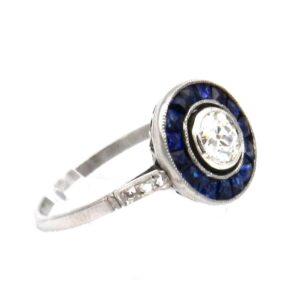 Art Deco Diamant Saphir halo Ring antik Verlobungsring Weissgold kaufen Stephanie Bohm antiker Schmuck