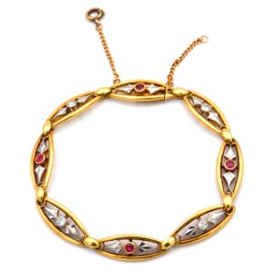 Jugendstil Gold Armband Rubin Diamant Platin Frankreich kaufen Stephanie Bohm Antikschmuck