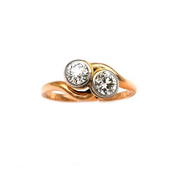 Jugendstil Diamant Ring 1 Karat Toi et Moi Verlobungsring antik Rotgold kaufen Stephanie Bohm Antikschmuck