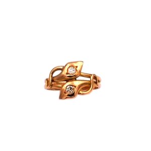 Antiker Ring Schlangenring Doppelschlange Diamant 14K gold Serpent kaufen Stephanie Bohm Antikschmuck