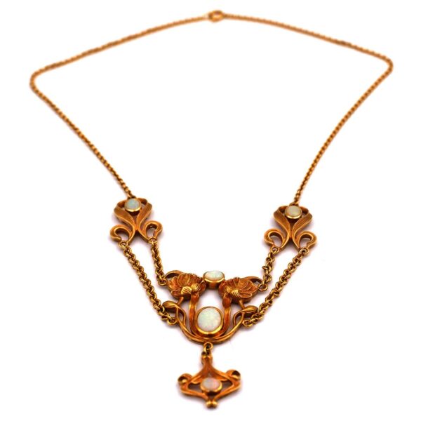 Collier Halskette Jugendstil Opal 18K Gold kaufen Stephanie Bohm Antikschmuck
