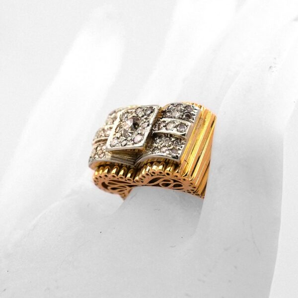 Diamant Ring antik Retro Art Deco Bandring Gold Platin gross kaufen Stephanie Bohm Antikschmuck
