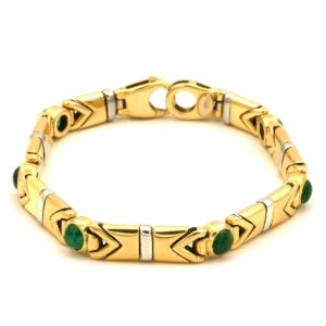 Gold Armband Bicolor Smaragd Panzer Armband Vintage kaufen Stephanie Bohm Secondhand Echtschmuck