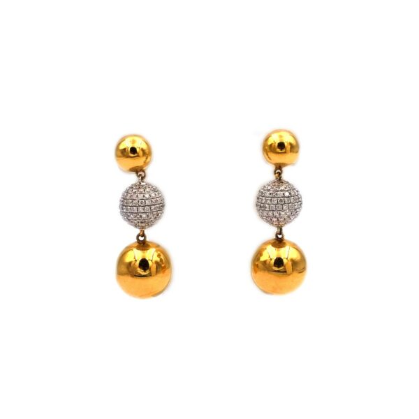Gold Ohrringe Diamanten Ohrhaenger lang Brillant Ohrringe Kugeln 18K 750 Gold kaufen Stephanie Bohm Echtschmuck gebraucht