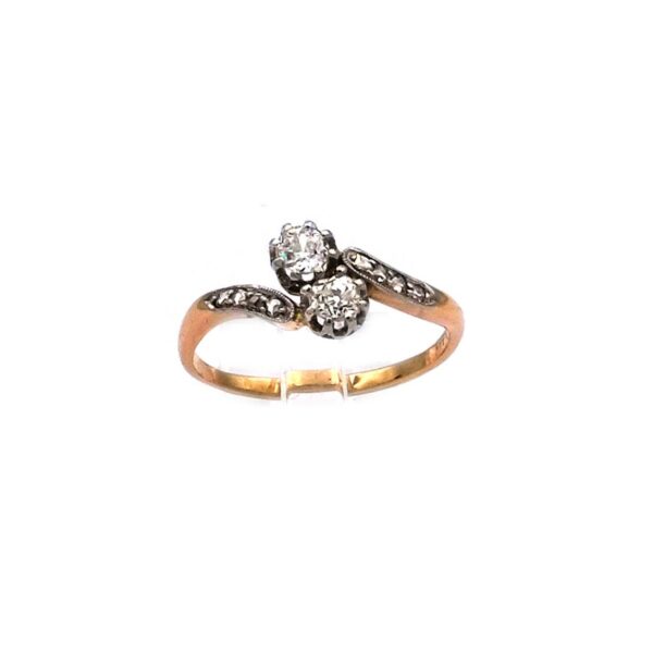 Jugendstil Art Deco Diamant Ring Toi et Moi antiker Verlobungsring antik 14K Gold Platin kaufen Stephanie Bohm Antikschmuck