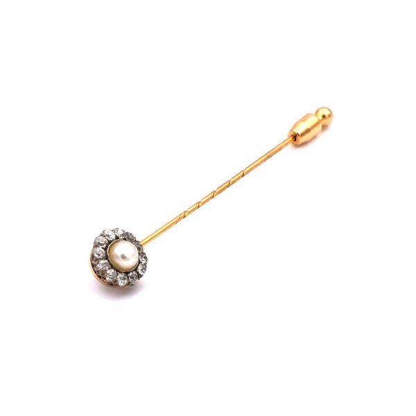 Antike Reversnadel Gold Perle Diamanten Krawattennadel Pin kaufen Stephanie Bohm Antikschmuck