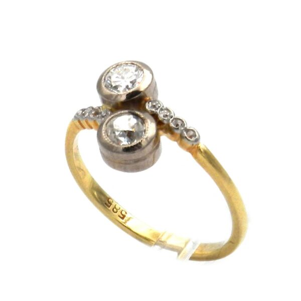 Jugendstil Diamant Ring Toi et Moi Verlobungsring antik Gold Platin kaufen Stephanie Bohm Antikschmuck