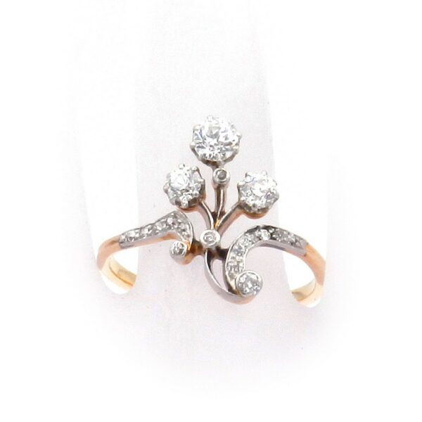 Jugendstil diamant Ring Blume 14K 585 Gold Platin antik kaufen Stephanie Bohm Antikschmuck