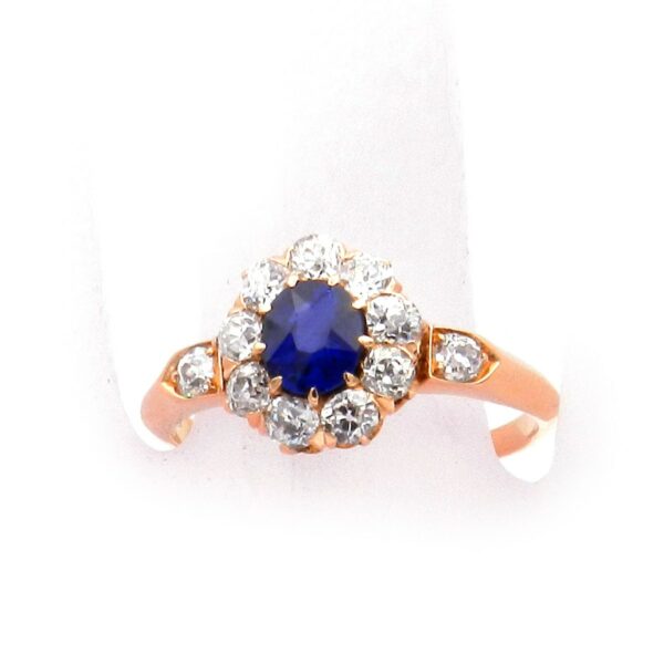 antiker Saphir Diamant Ring 14K Gold Verlobungsring kaufen Stephanie Bohm Antikschmuck