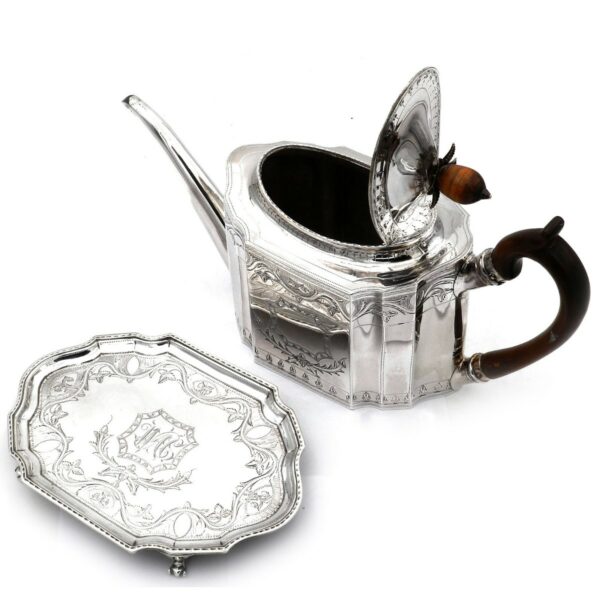 Silber Teekanne antik London George III on Stand mit Untersatz englisch Sterlingsilber kaufen Stephanie Bohm Silber Antiquitaeten