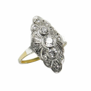 Art Deco Diamant Ring Schiffchen Ring Marquisering Platin Gold kaufen Stephanie Bohm Antiker Schmuck