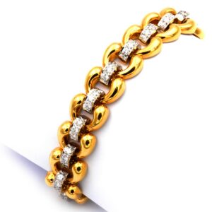 Diamant Armband Gold Brillanten 18K 750 Gelbgold Weissgold Dankner New York Vintage gebraucht kaufen Stephanie Bohm