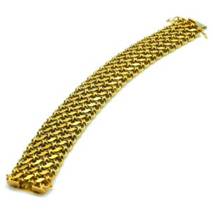Gold Armband 585 14K echt Gelbgold vintage breit Flechtmuster Stephanie Bohm Antiker Schmuck
