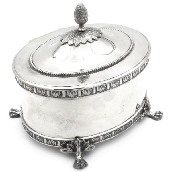 Antike Zucke Dose Silber Schweden Stockholm gustavianisch Klassizistisch kaufen Stephanie Bohm Silber Antiqutaeten